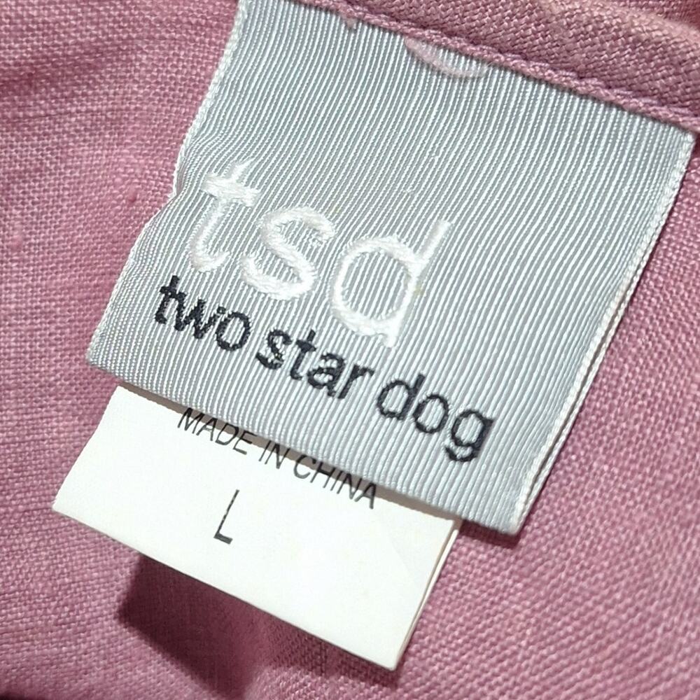 Two Star Dog Shirt Women's Large 100% Linen Mauve Pink Lace Classic Workwear - Picture 2 of 8